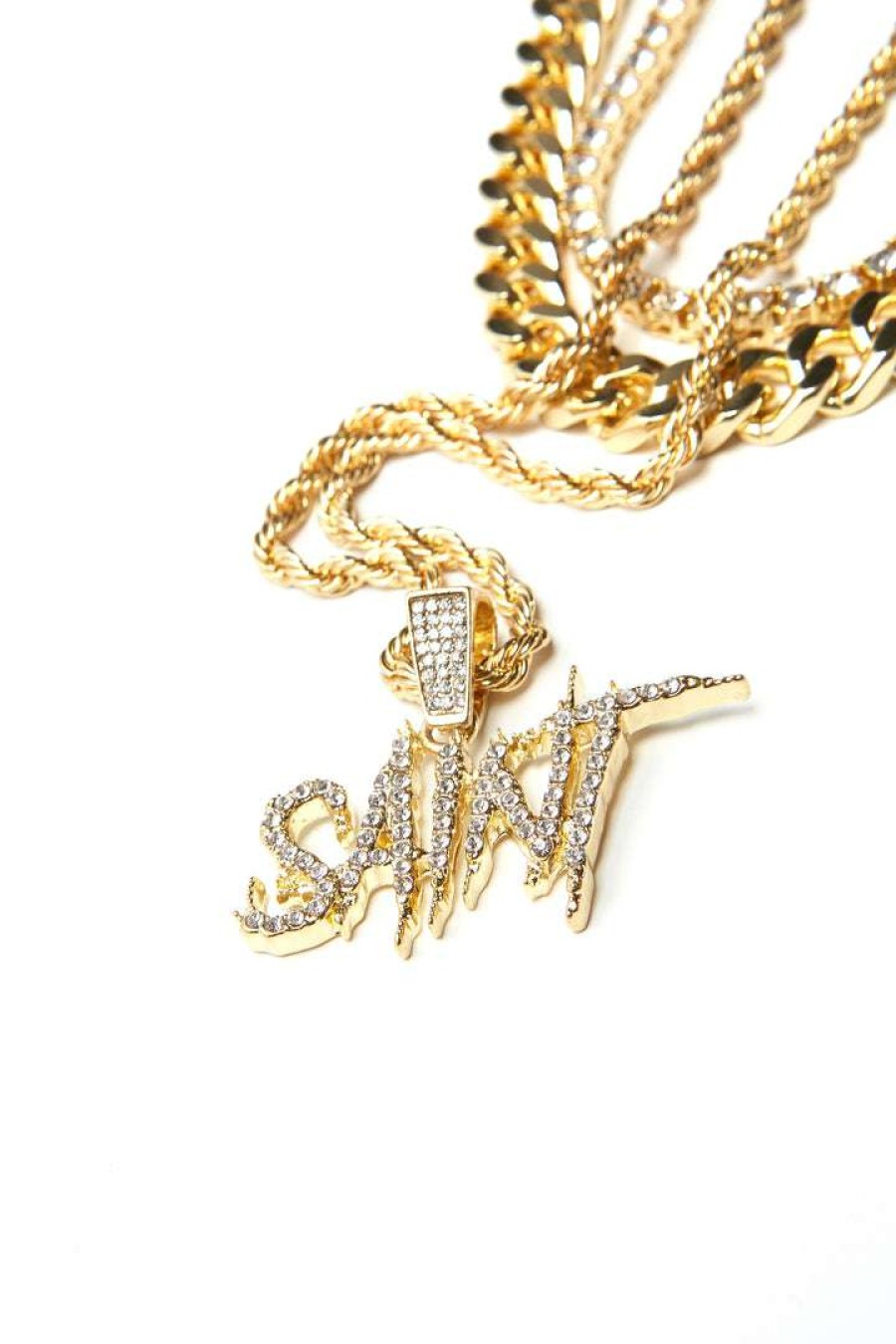 Mens * | Discount Mens Accessories Saint Chain Necklace/3Pc Set Gold