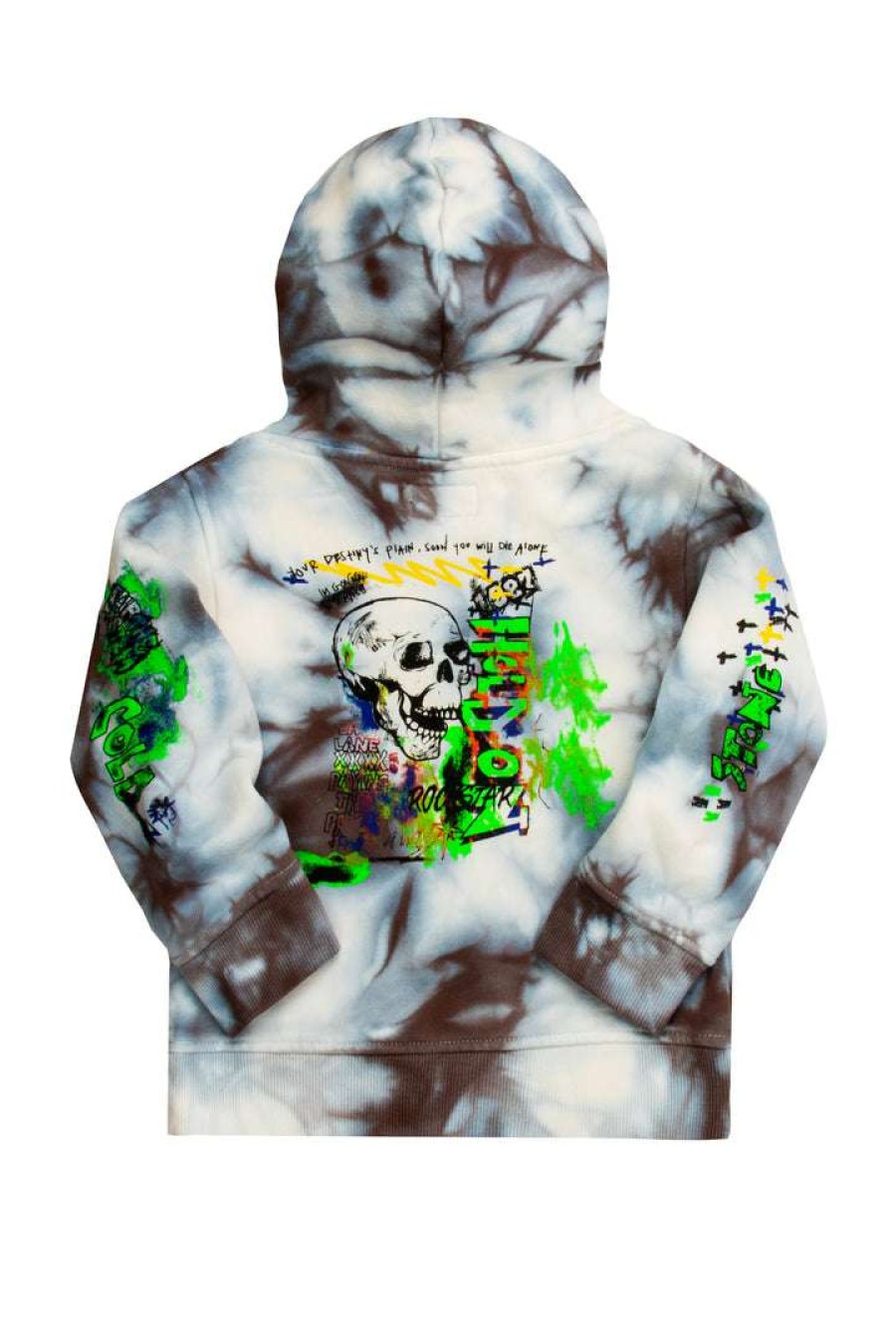 Kids * | Cheap Boys Hoodies & Sweatshirts Kids Zayden Tie Dye Hoodie Grey