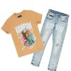 Kids * | Cheap Boys Denim Sets New Arrivals Boys Oddvar T-Shirt/Jean Set Beige