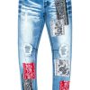 Mens * | Discount Mens Jeans Denim Mijo Bandana Patchwork Jean Black