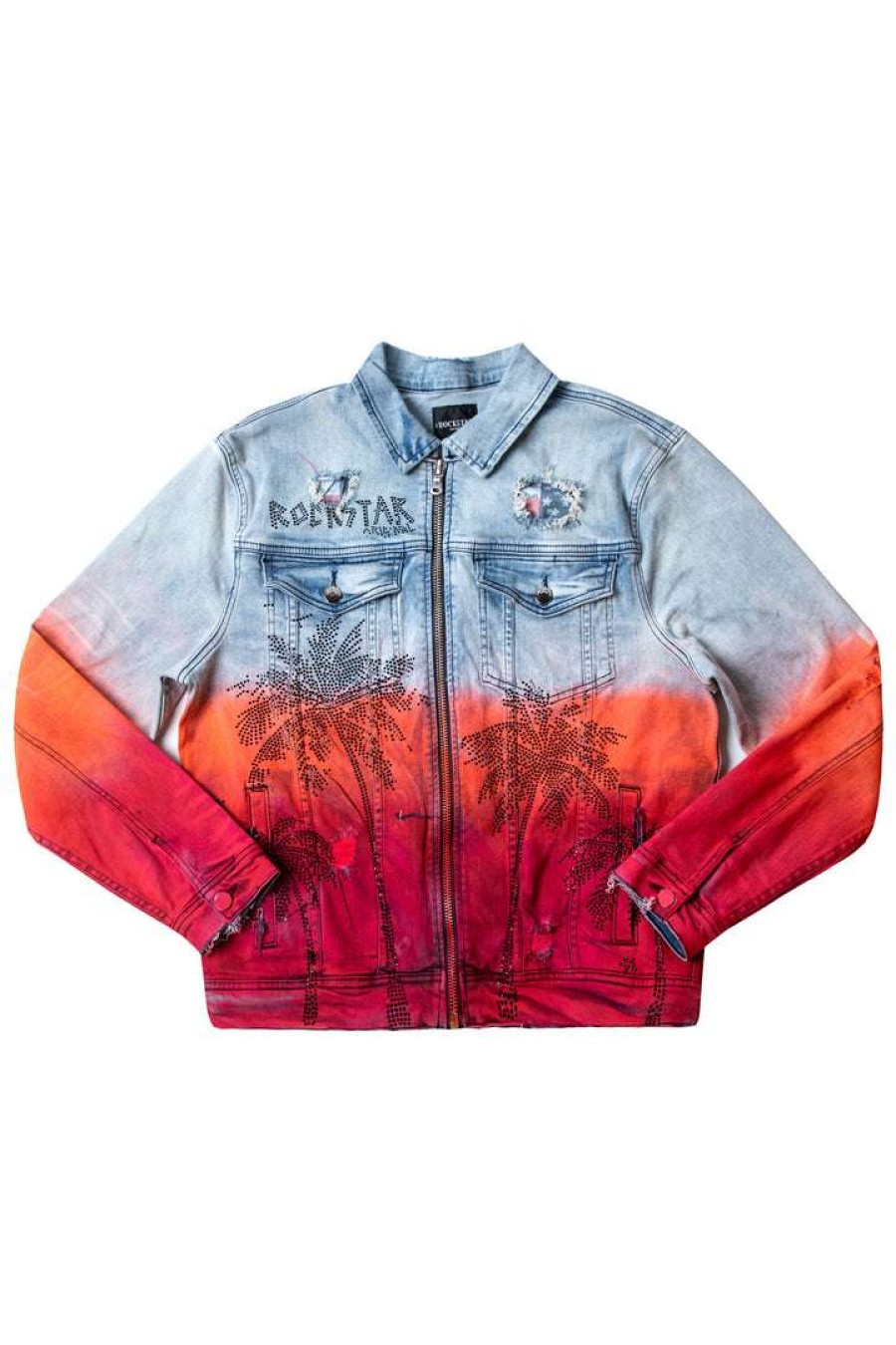 Mens * | Deals Mens Denim Jackets Tovi Ombre Crystal Jacket Orange