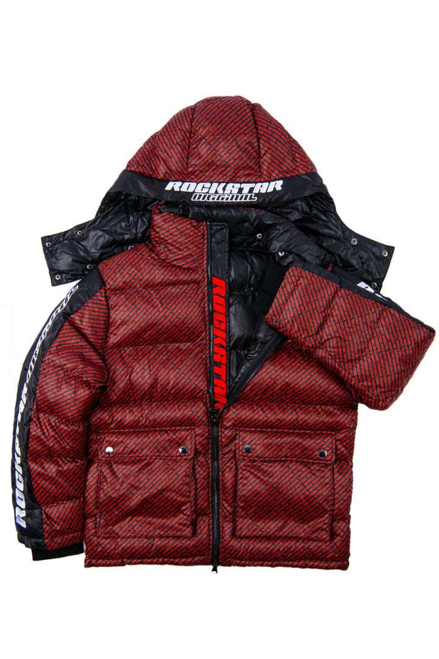 Mens * | Buy Mens Outerwear Jackets & Outerwear Bryson Puffer Jacket- Red/Blk Red/Black