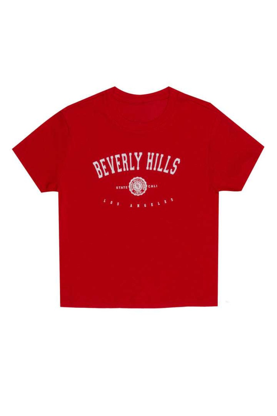 Womens * | Best Pirce Womens Tees Beverly Hills Crop Tee Best Seller Red