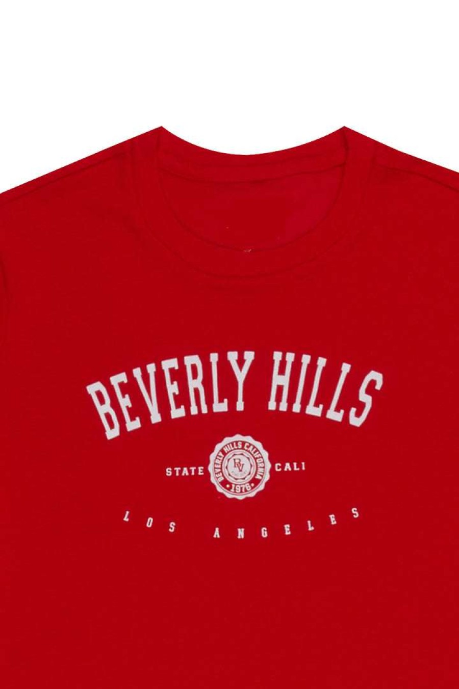 Womens * | Best Pirce Womens Tees Beverly Hills Crop Tee Best Seller Red