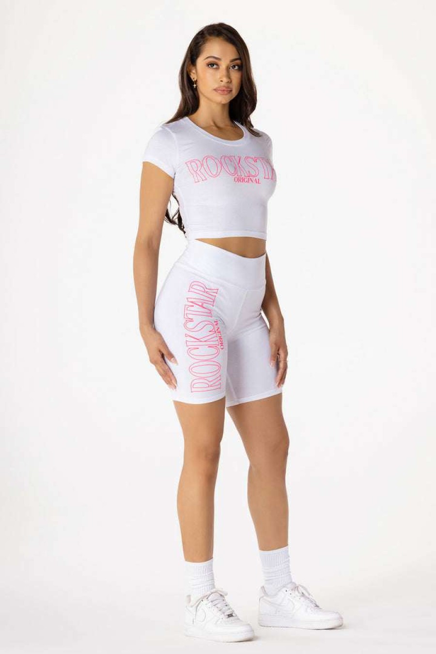 Womens * | New Womens Active Short Sets Basic Macy Bike Short Set White