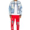 Mens * | Top 10 Mens Track Sets Tobi Denim Jacket/Trackpant Set Red