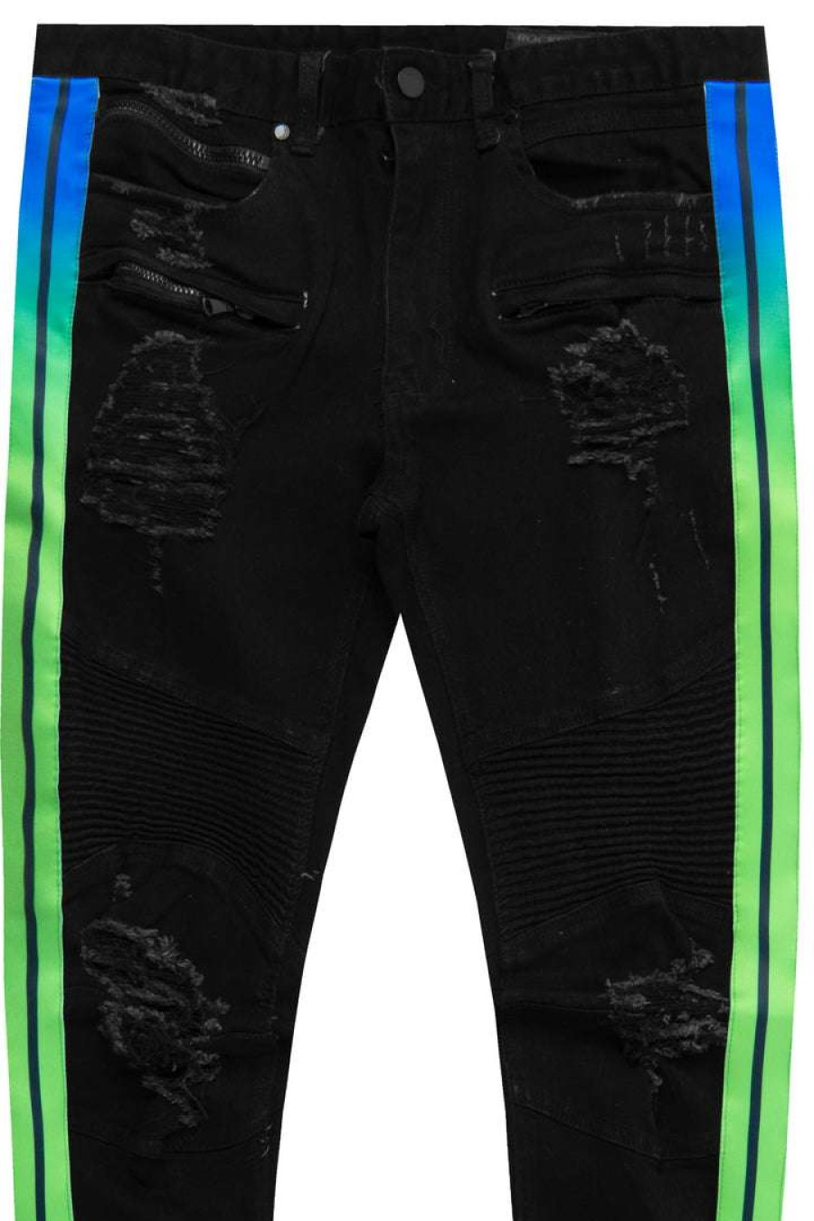 Mens * | Cheapest Mens Jeans Karai Taped Jean Black/Green