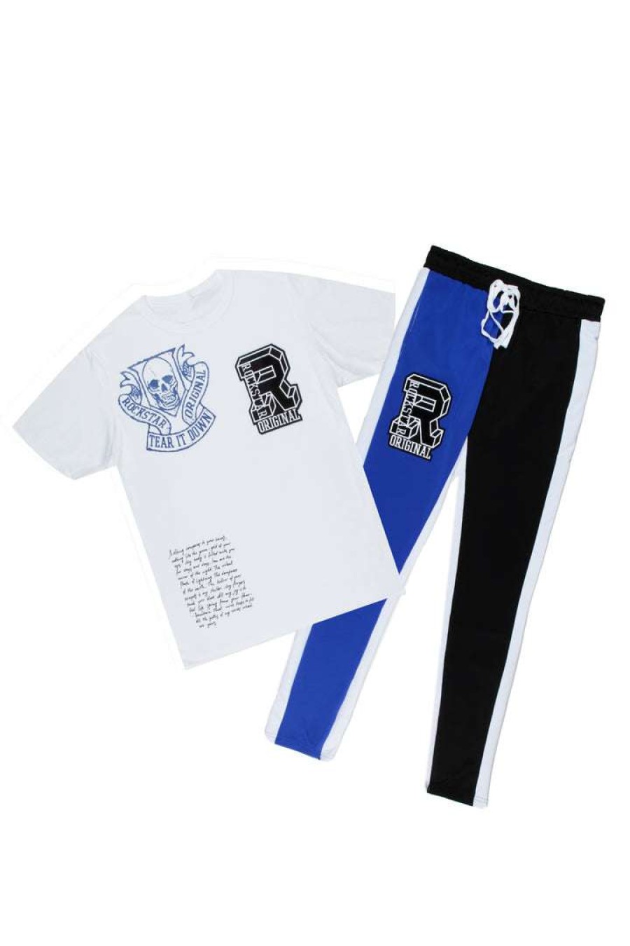 Mens * | Hot Sale Mens Track Sets Drax T-Shirt/Track Pant Set White/Blue