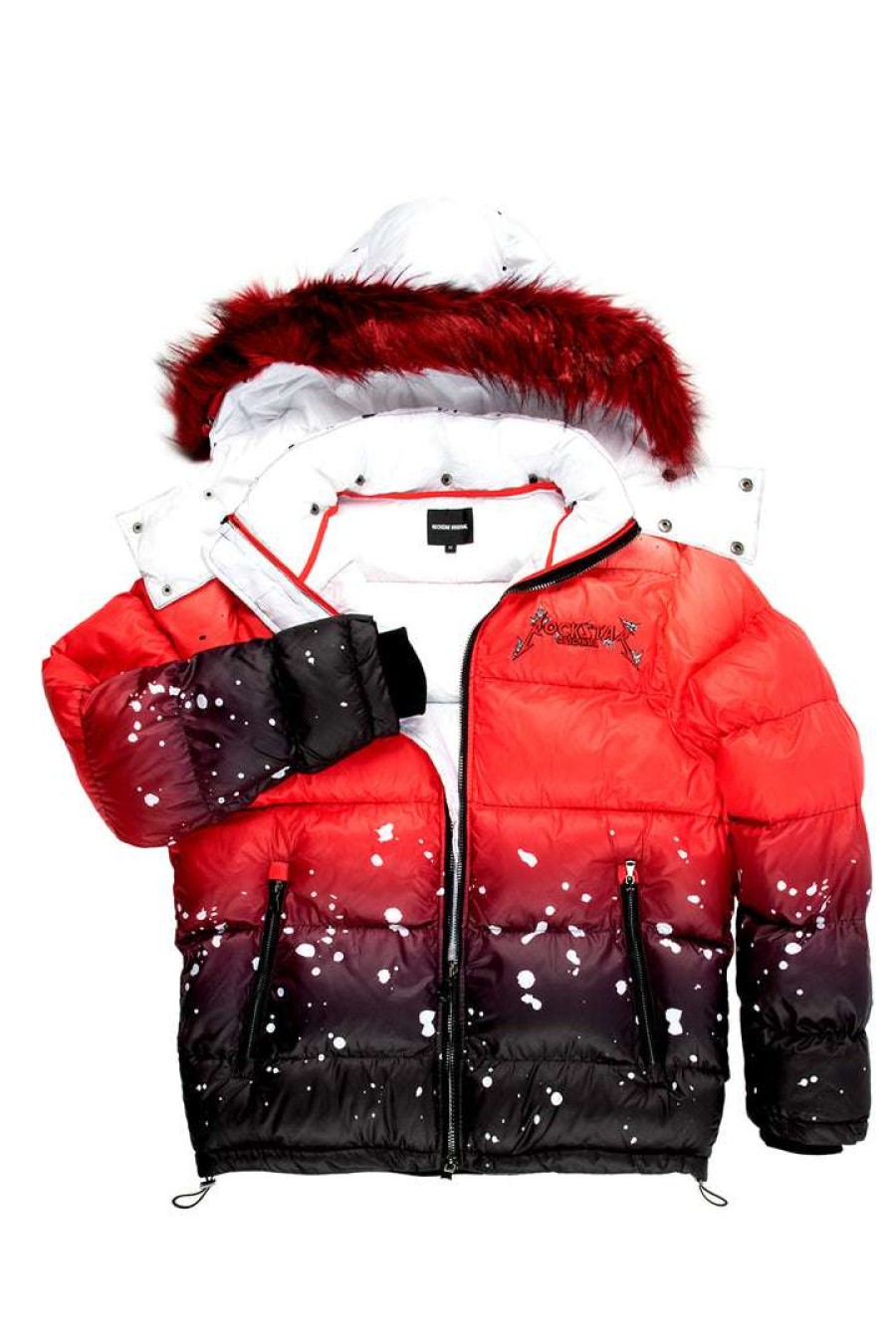 Mens * | Cheapest Mens Outerwear Curry Ombre Puffer Jacket Jackets & Outerwear Red