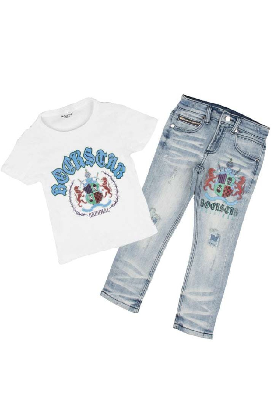 Kids * | New Boys Denim Sets Boys Finnlee T-Shirt/Jean Set White