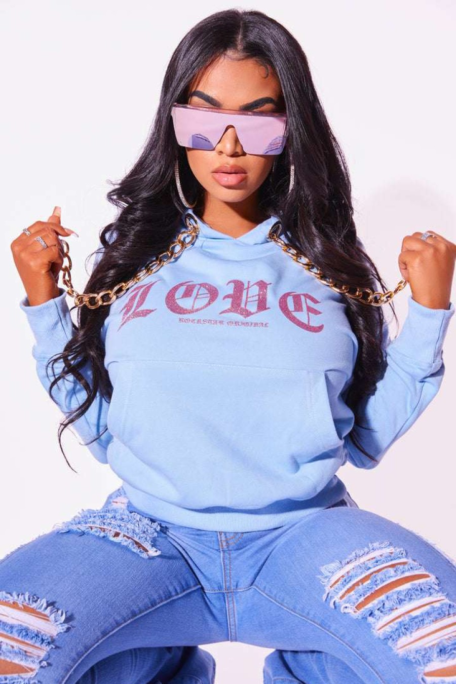 Womens * | Cheap Womens Hoodies & Sweatshirts Best Seller Cher Hoodie Blue