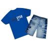 Mens * | Top 10 Mens Short Sets Aquino T-Shirt/Denim Short Set Track Sets Royal Blue