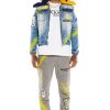 Mens * | Coupon Mens Track Sets Carmelo Denim Jacket/Trackpant Set Navy/Yellow