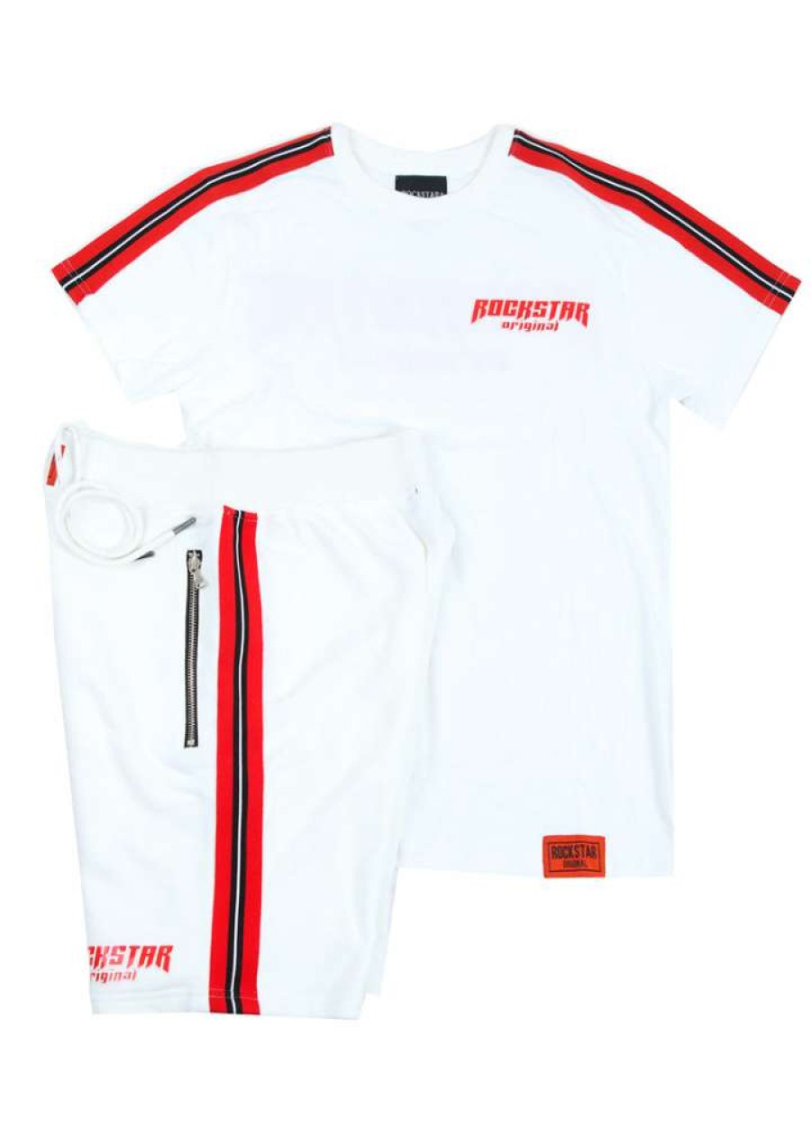 Mens * | Flash Sale Mens Short Sets Spencer Short Set ( ) Track Sets White