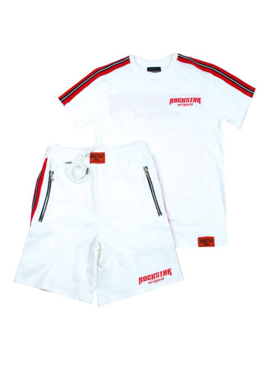 Mens * | Flash Sale Mens Short Sets Spencer Short Set ( ) Track Sets White