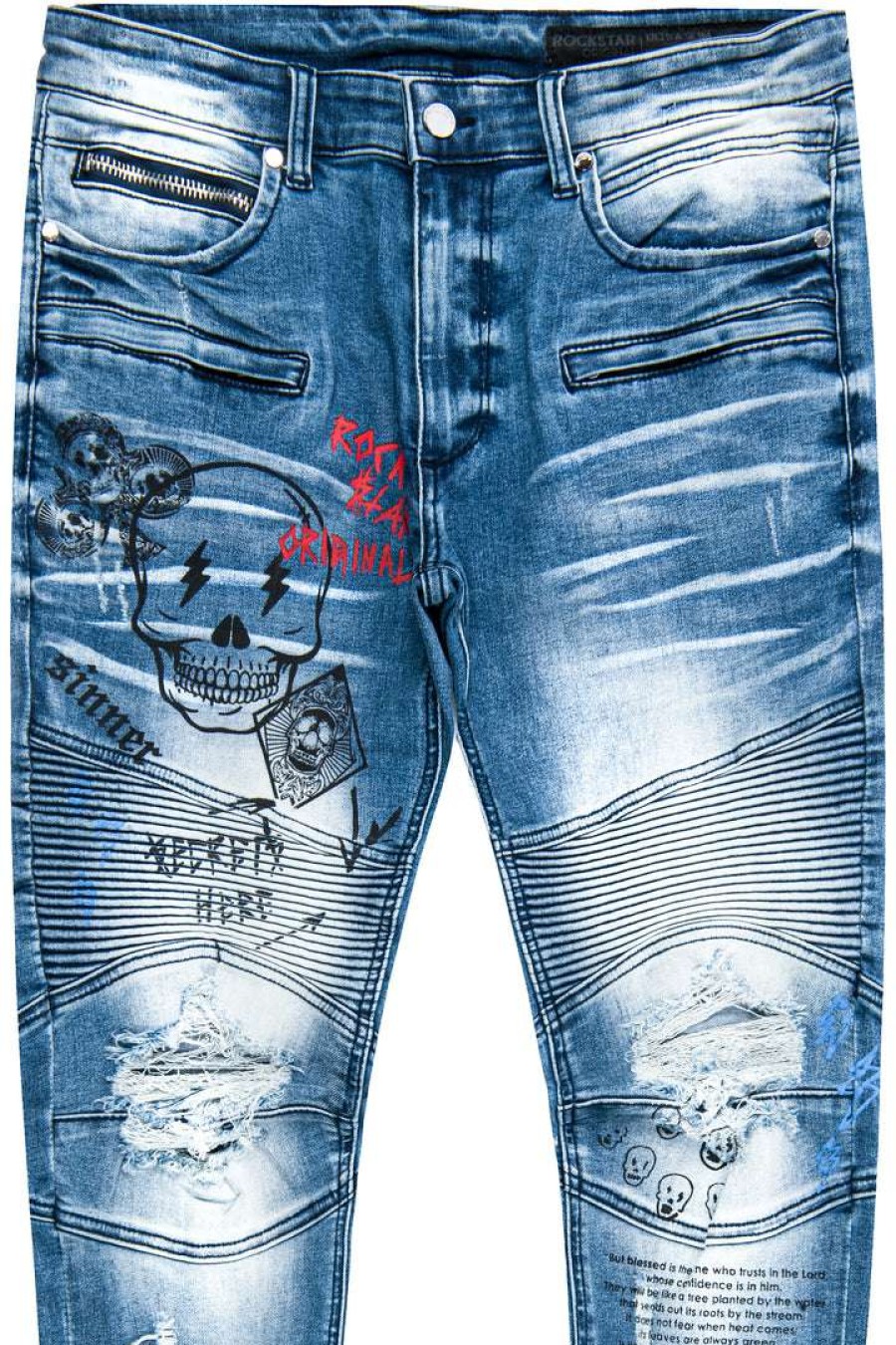 Mens * | Best Sale Mens Jeans Snoh Printed Denim Jean Black/Red