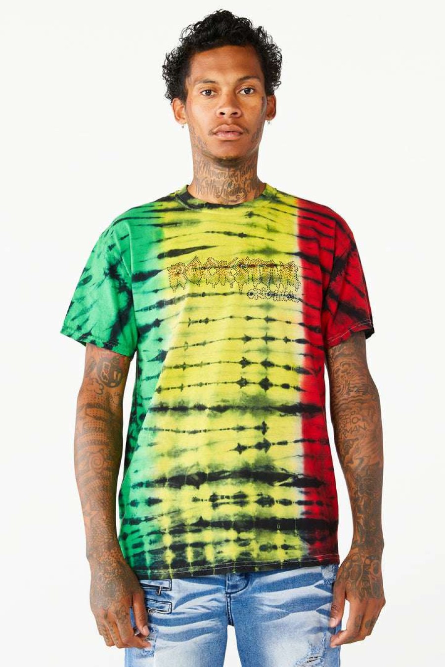 Mens * | Budget Mens Tees Rasta Tie Dye T-Shirt Green Combo