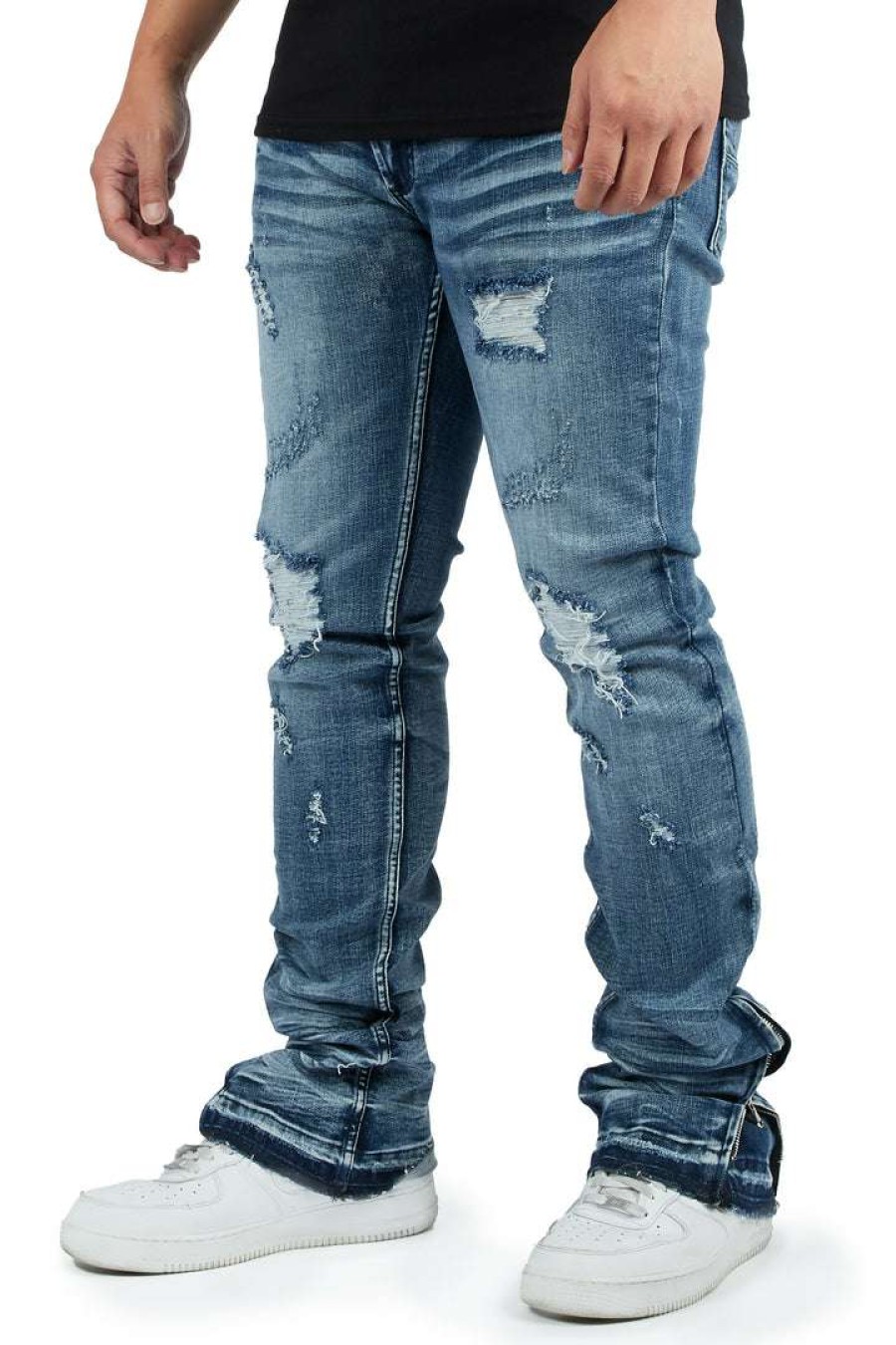 Mens * | Hot Sale Mens Jeans Jaymes Stacked Flare Jean Blue