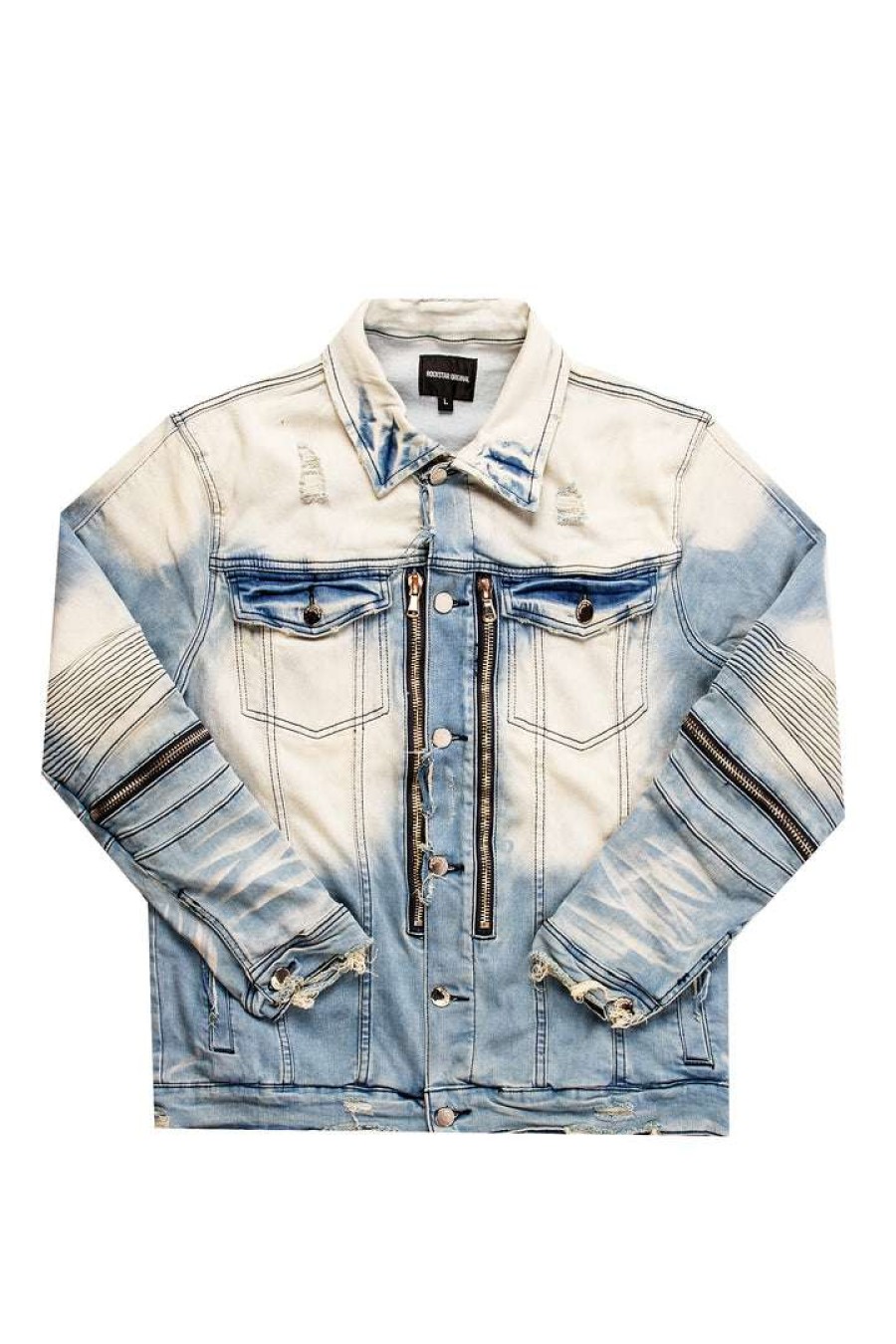 Mens * | Best Pirce Mens Denim Jackets Bk Biker Jacket Light Blue