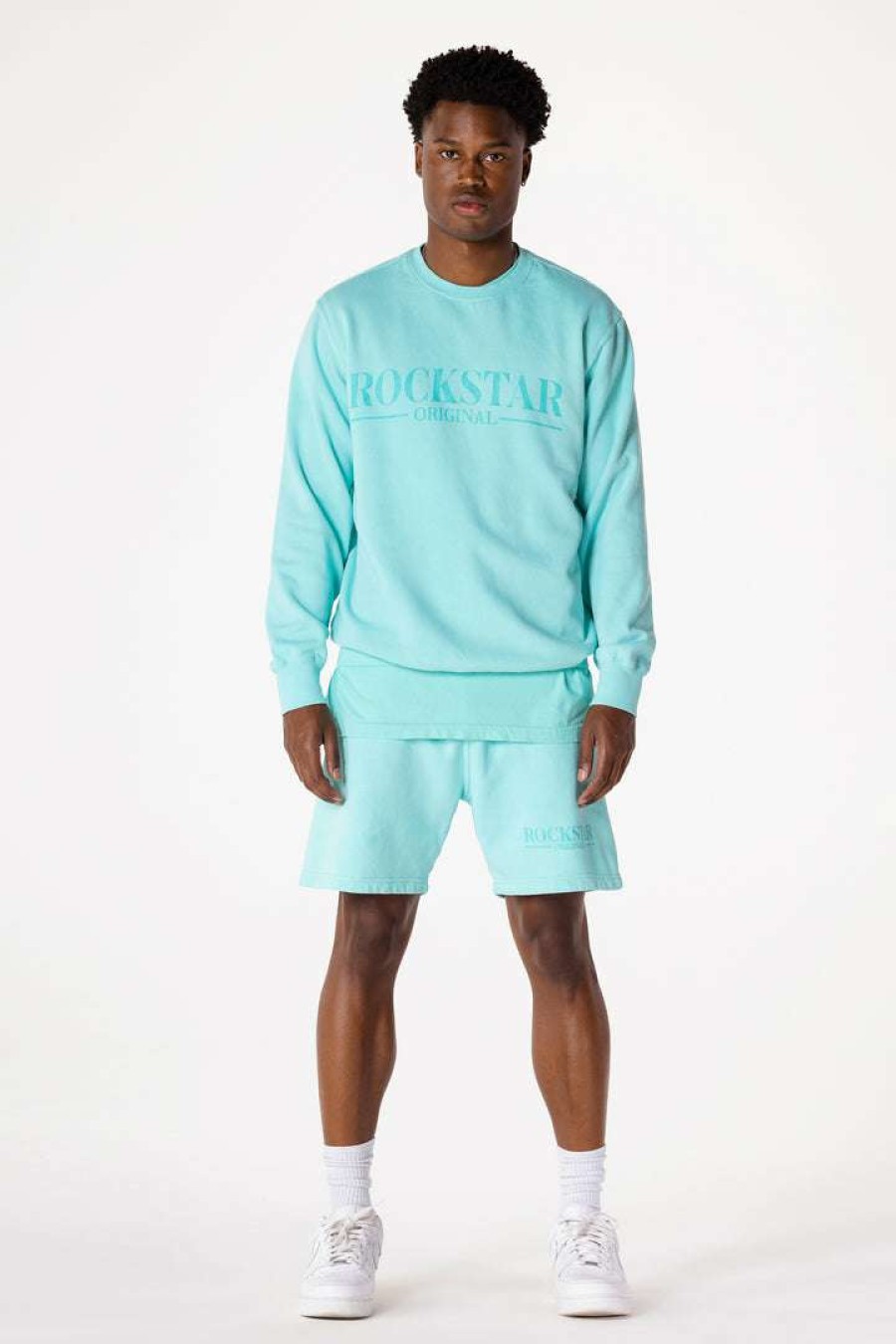 Mens * | Cheap Mens Short Sets Dimitri Crewneck Short Set Aqua