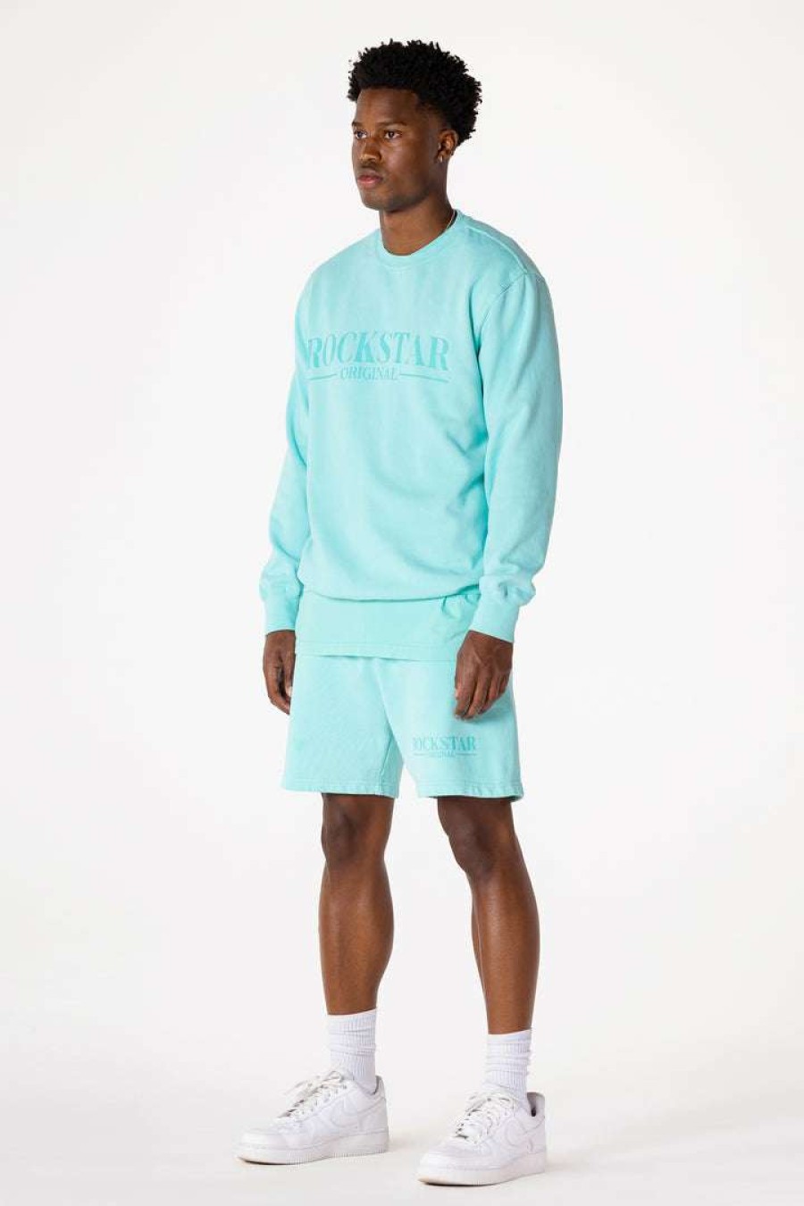 Mens * | Cheap Mens Short Sets Dimitri Crewneck Short Set Aqua