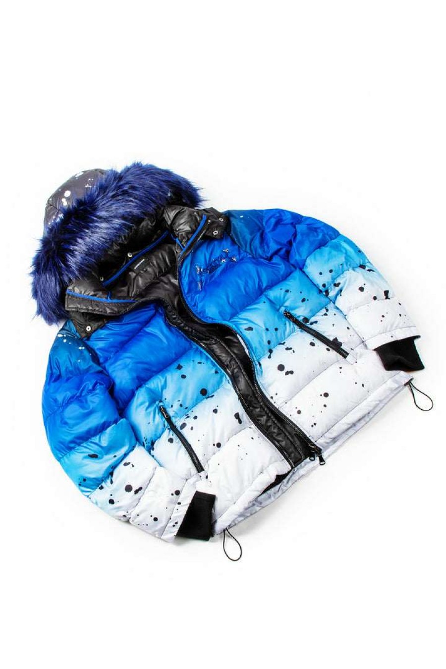 Mens * | Top 10 Mens Outerwear Curry Ombre Puffer Jacket Royal Blue