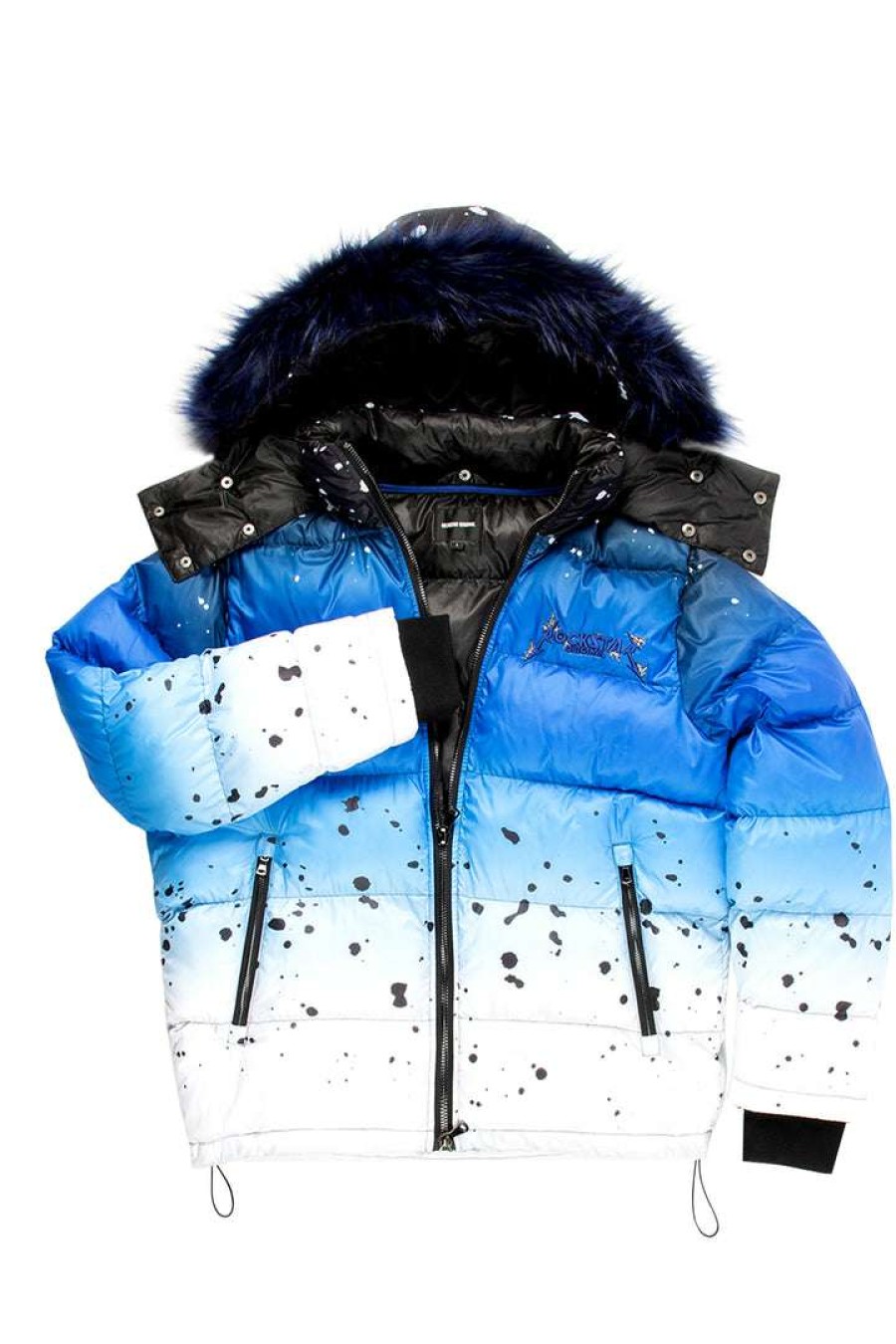 Mens * | Top 10 Mens Outerwear Curry Ombre Puffer Jacket Royal Blue