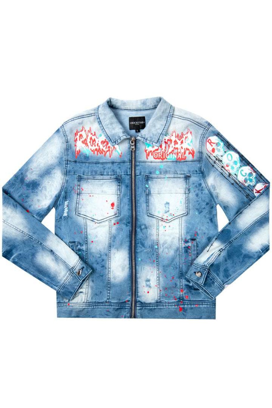 Mens * | Budget Mens Denim Jackets Killian Printed Denim Jacket Blue