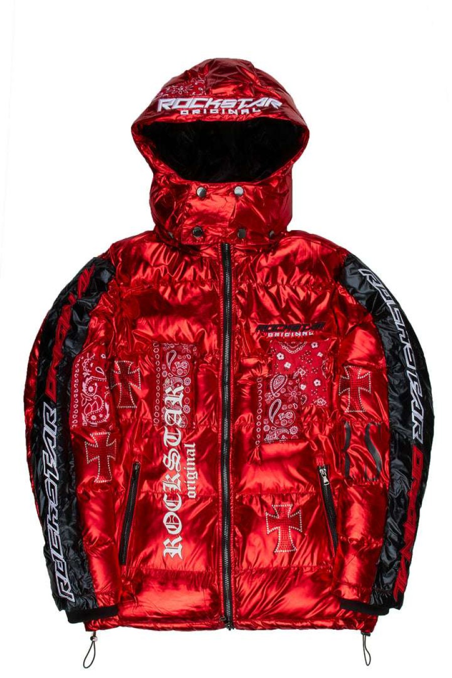 Mens * | Best Reviews Of Mens Outerwear Bicks Patchwork Puffer Jacket Red