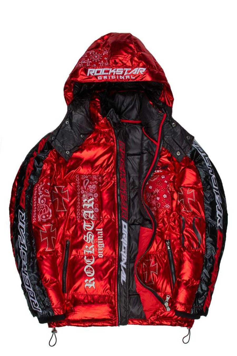 Mens * | Best Reviews Of Mens Outerwear Bicks Patchwork Puffer Jacket Red