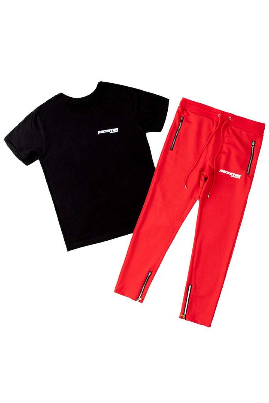 Mens * | Deals Mens Track Sets Chief T-Shirt Track Set-Red/Blk Red/Black