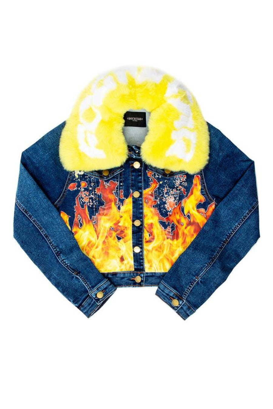 Womens * | Wholesale Womens Jackets Flama Denim Jacket Med. Wash