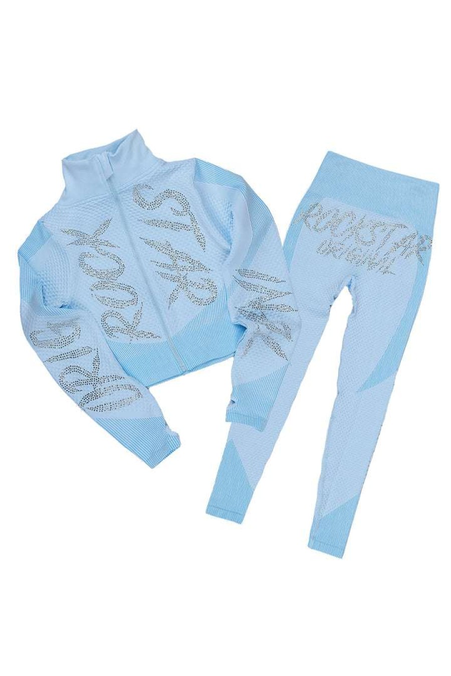 Womens * | Flash Sale Womens Activewear Best Seller Chanel High Waisted Activewear Set Baby Blue