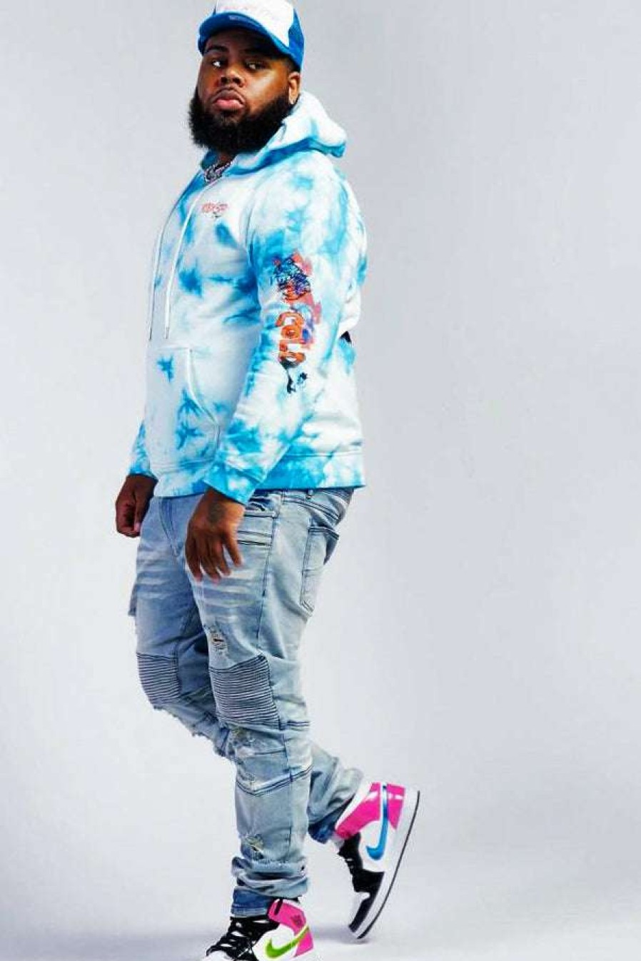 Mens * | Hot Sale Mens Hoodies & Sweatshirts Zayden Tye Dye Hoodie ( ) Tops Blue