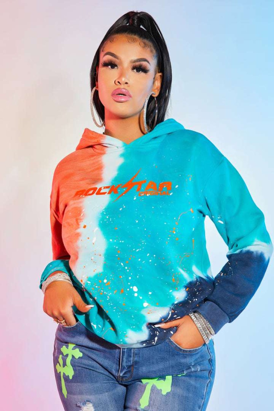 Womens * | Brand New Womens Hoodies & Sweatshirts Amina Tie Dye Hoodie Blue/Multi