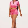 Womens * | Best Deal Womens Short Sets First Base Velvet Short Set Fuchsia