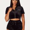 Womens * | Discount Womens Short Sets First Base Velvet Short Set Black