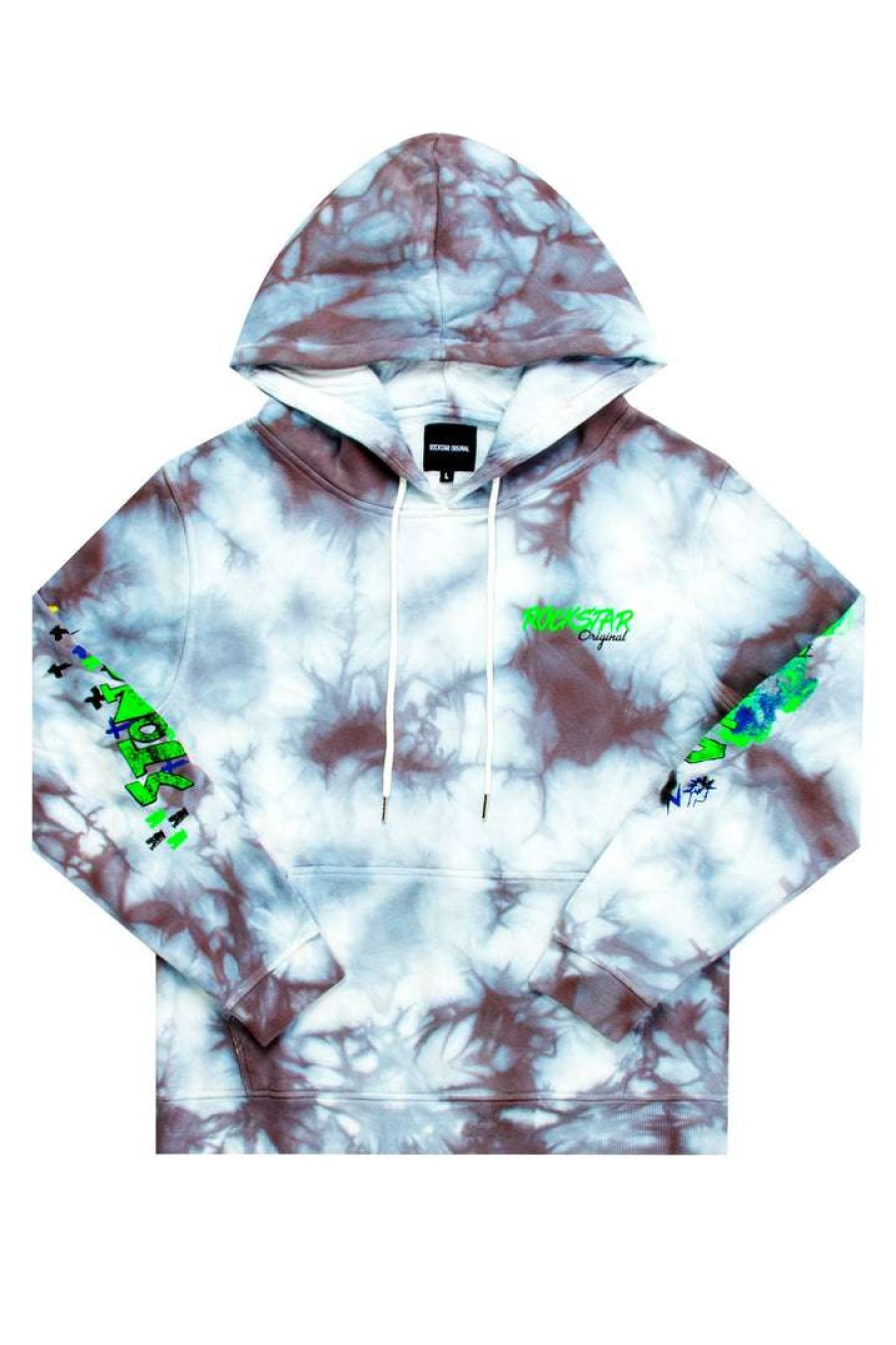 Mens * | Cheapest Mens Hoodies & Sweatshirts Zayden Tie Dye Hoodie Tops Grey