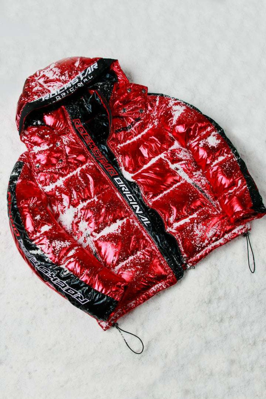 Mens * | Top 10 Mens Outerwear Metallic Alasia Puffer Jacket Red