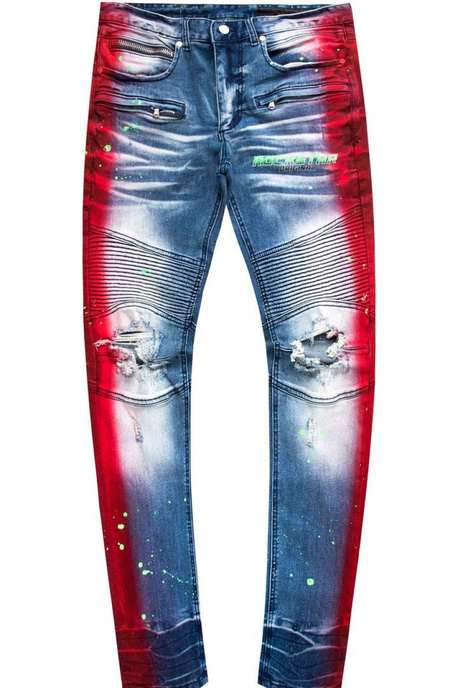 Mens * | Brand New Mens Jeans Brum Printed Jean Denim Red