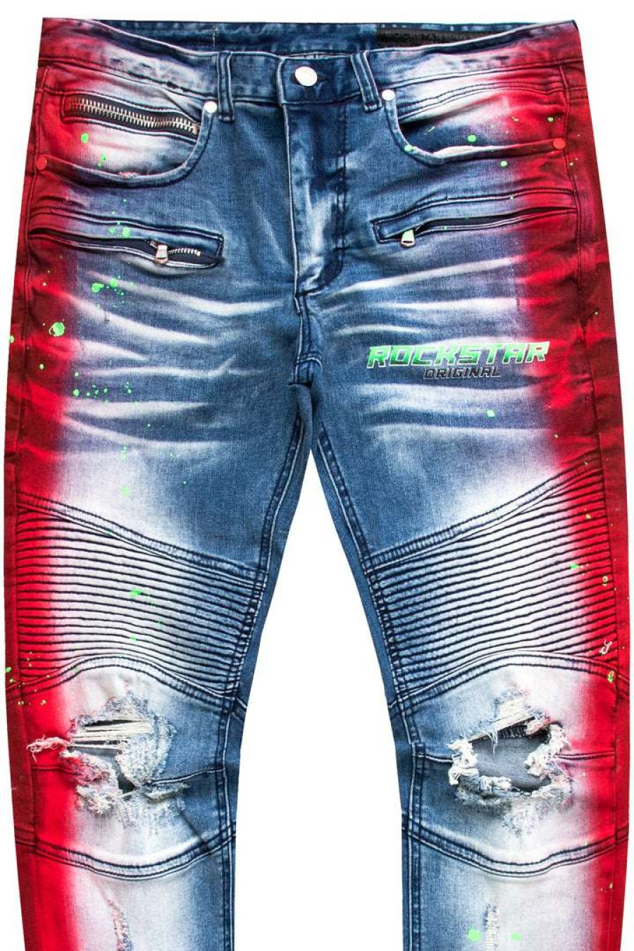 Mens * | Brand New Mens Jeans Brum Printed Jean Denim Red