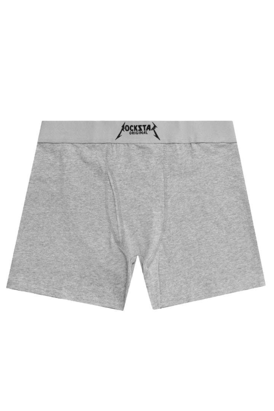 Mens * | Brand New Mens Accessories Rockband Logo Underwear Grey