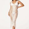 Womens * | New Womens Dresses Everlee Crochet Knit Midi Dress Best Seller White