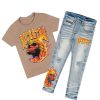 Kids * | Cheapest Boys Denim Sets Boys Gaius T-Shirt/Jean Set New Arrivals Beige