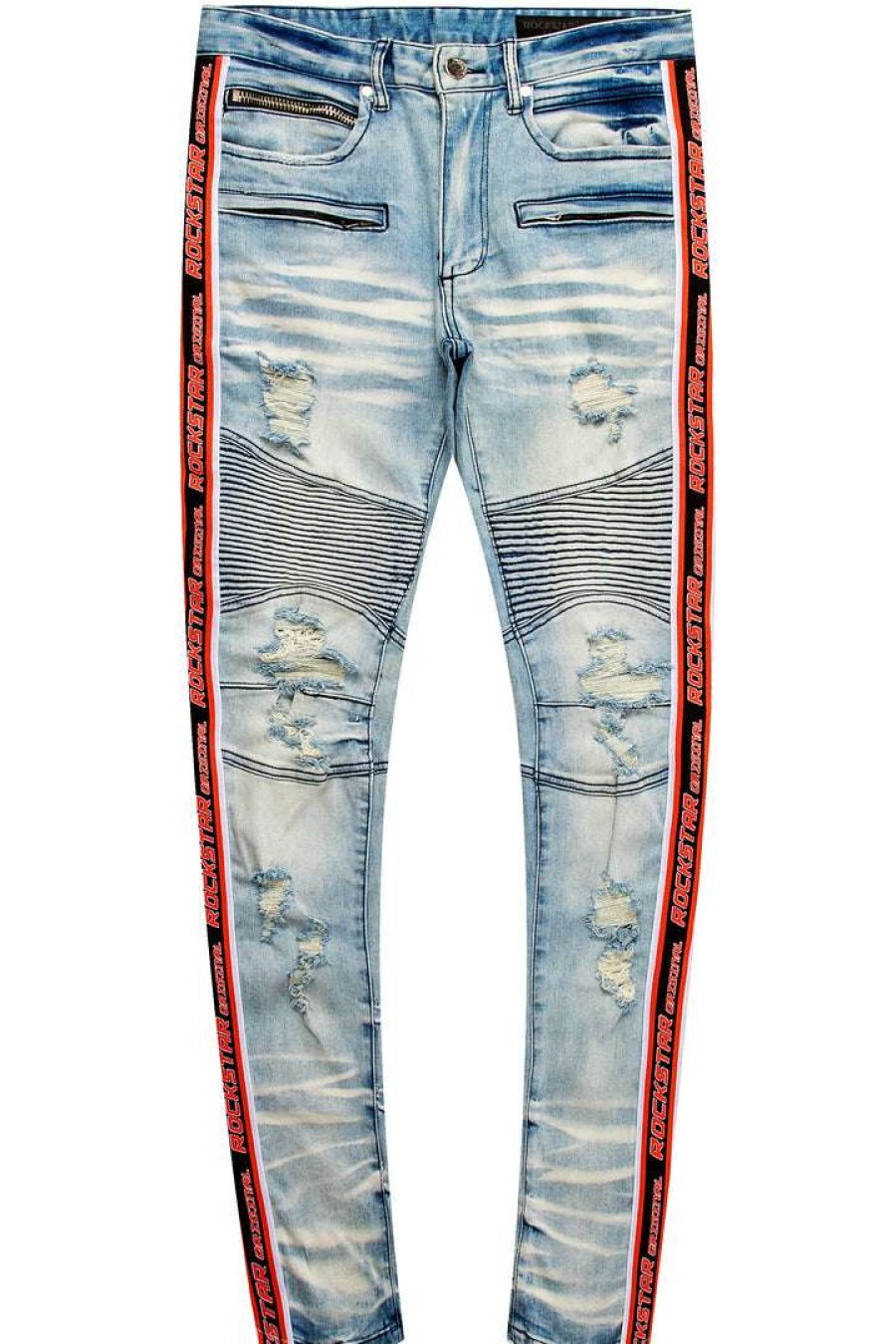 Mens * | Hot Sale Mens Jeans Denim Zavi Taped Jean Blue/Orange