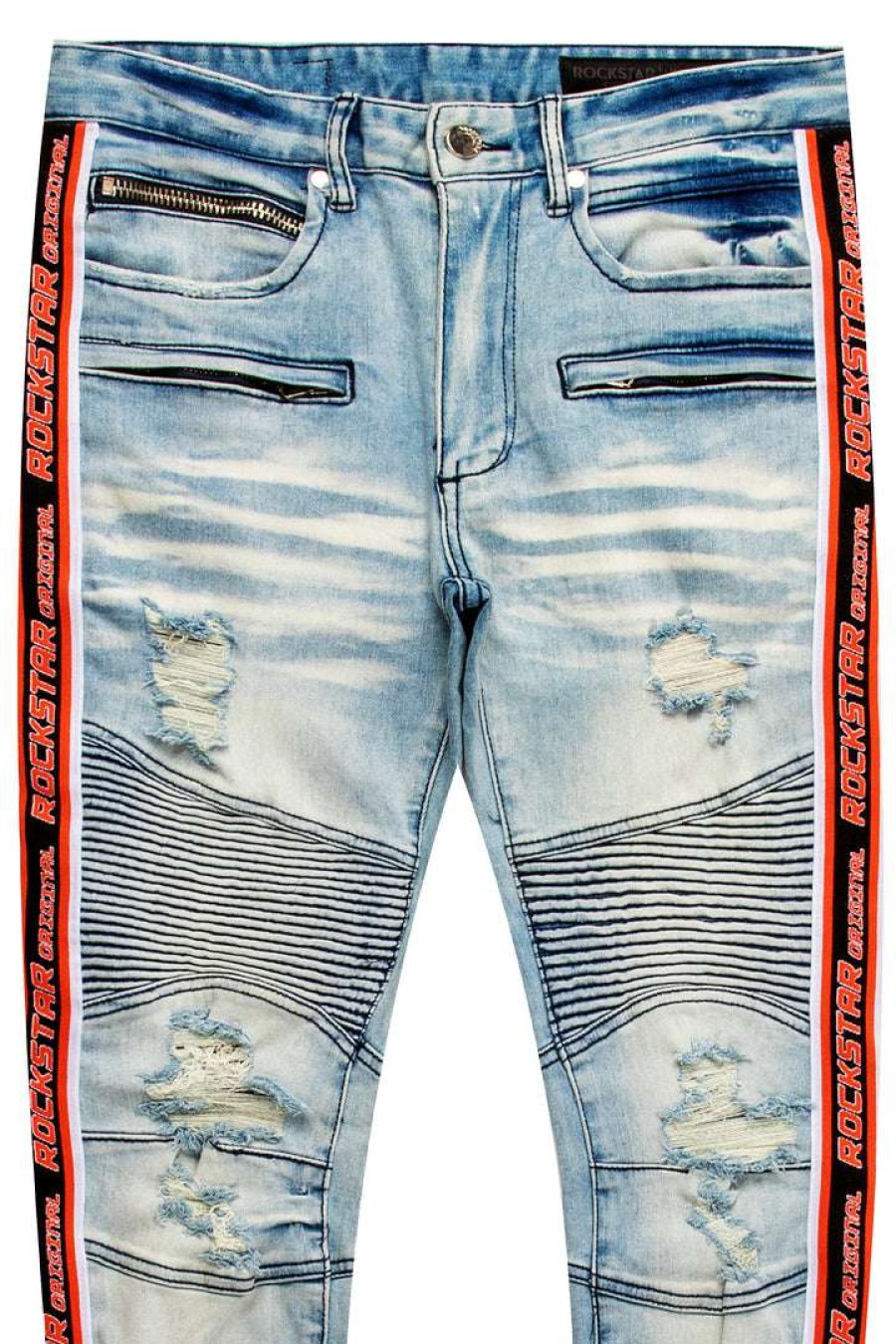 Mens * | Hot Sale Mens Jeans Denim Zavi Taped Jean Blue/Orange