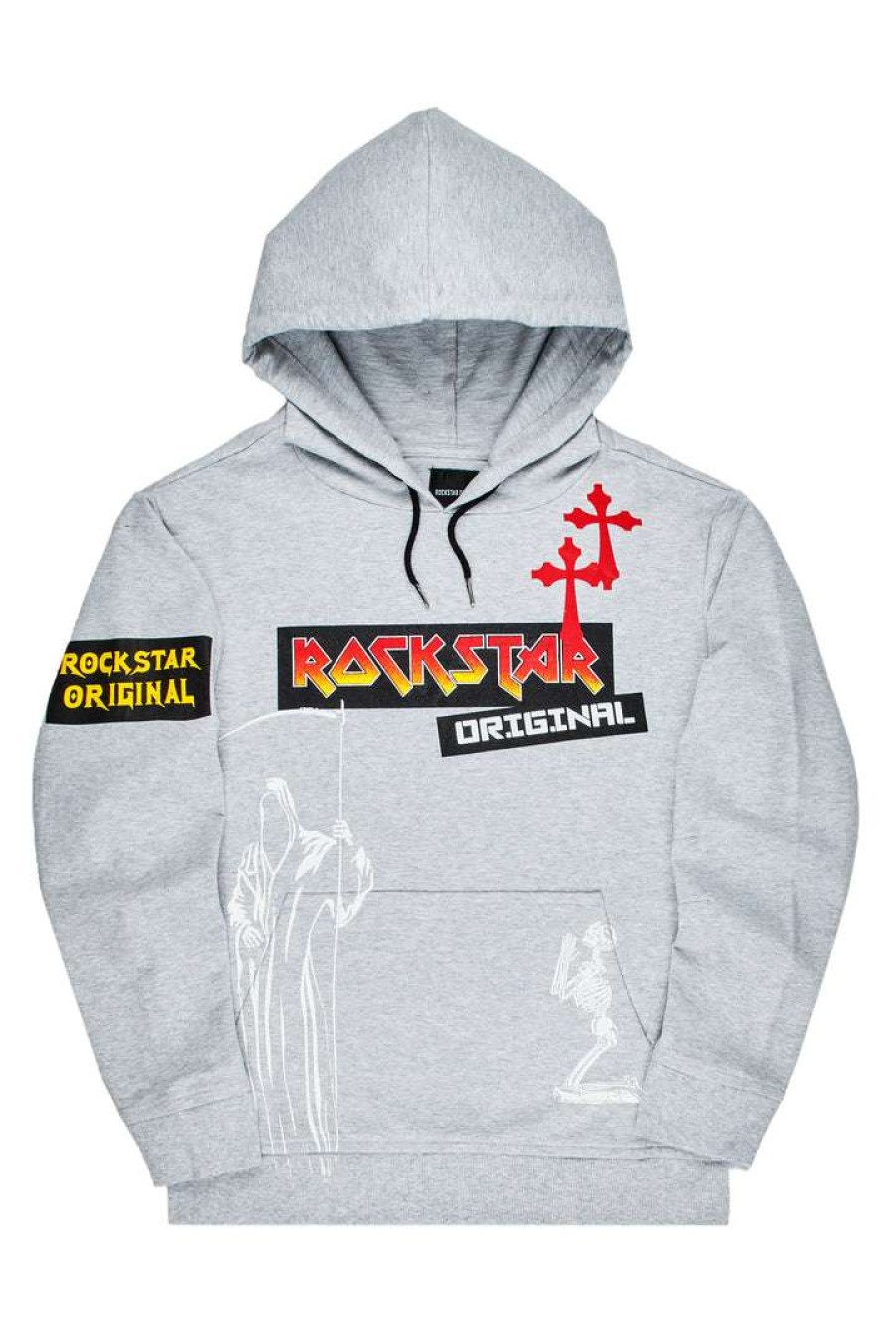 Mens * | Wholesale Mens Hoodies & Sweatshirts Tops Dunn Printed Hoodie Grey