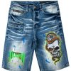 Mens * | New Mens Shorts Denim Lando Printed Short Dark Wash