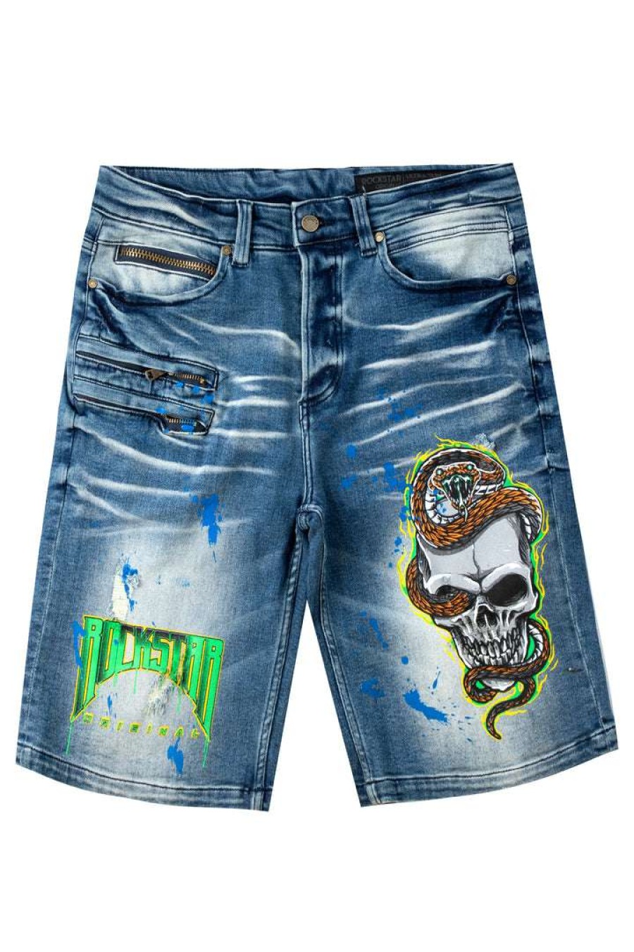 Mens * | New Mens Shorts Denim Lando Printed Short Dark Wash