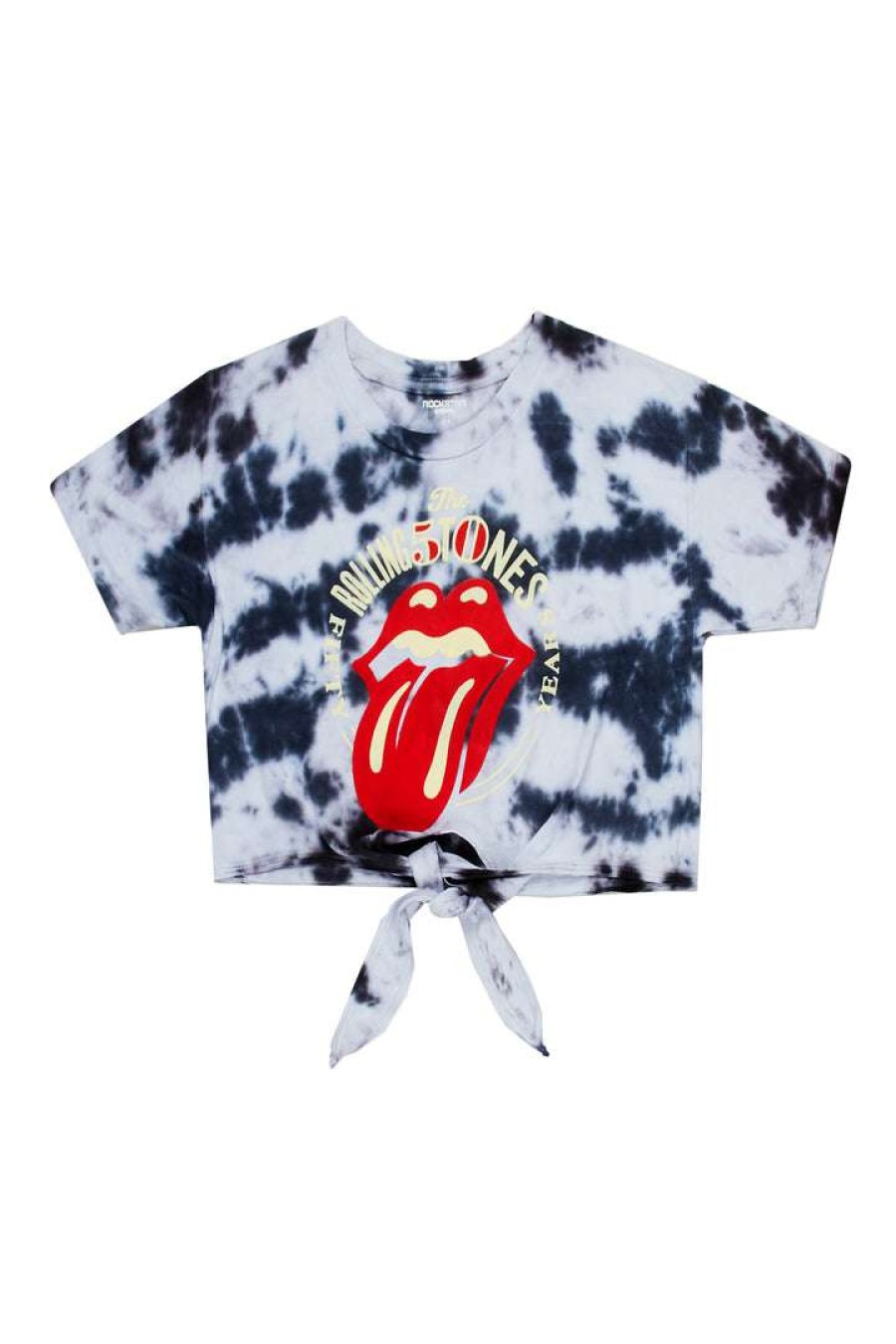 Womens * | Top 10 Womens Tees Best Seller Rolling Stones Tie Dye Crop Tee Multi